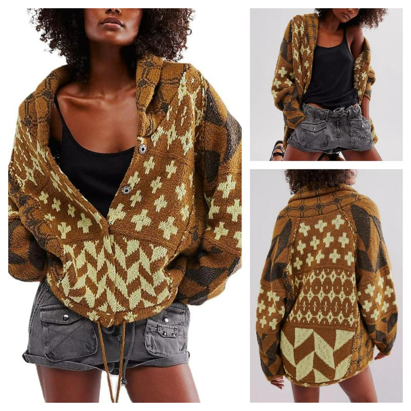 Yeokou Women Fall Sweater Cardigans Graphic Button down Collar Knitwear Long Sleeve Oversized Y2K Print Coats - Image 13