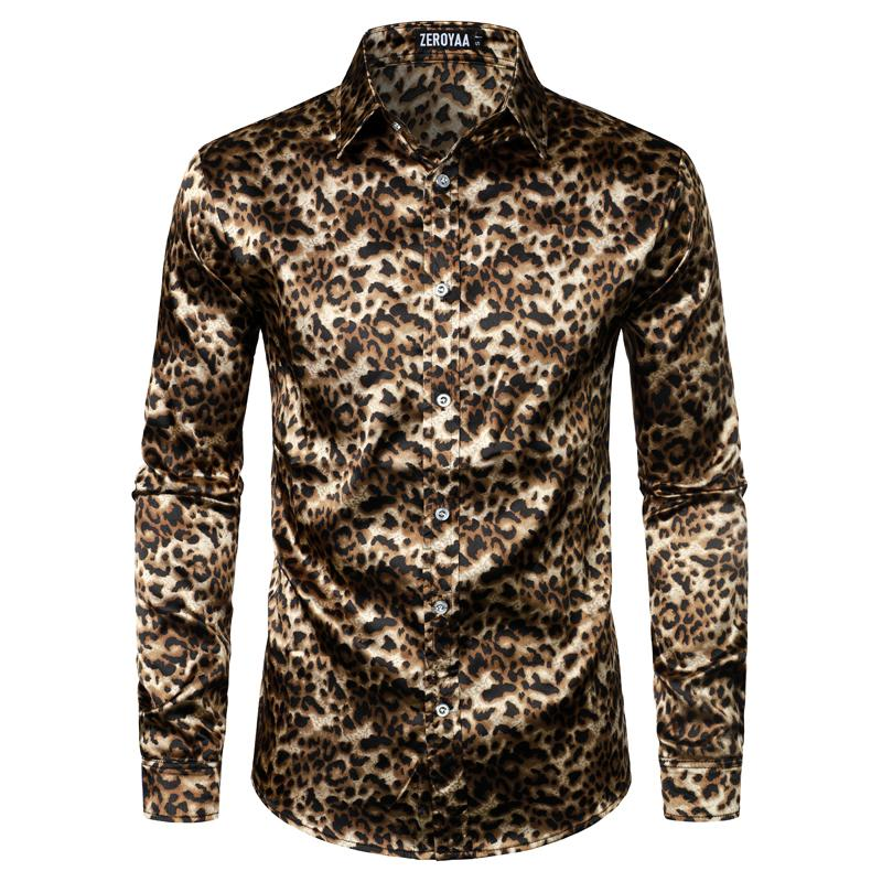 ZEROYAA Men'S Hipster Fitted Silk like Satin Dress Shirt Long Sleeve Button down Printed Shirt for Party Prom Fourth July Shirt Summer Outfits Men Funny Shirts - Image 21