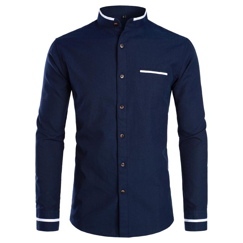 ZEROYAA Mens Hipster Mandarin Collar Slim Fit Long Sleeve Casual Button down Oxford Dress Shirt with Pocket Sublime Shirt Shirt Summer Outfits Men - Image 11