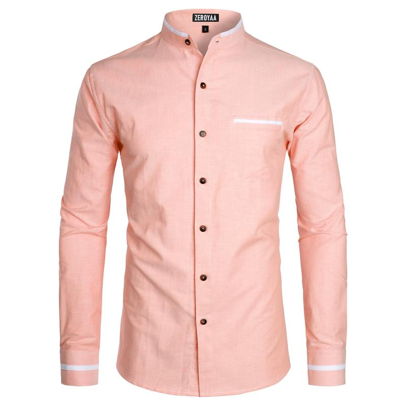 ZEROYAA Mens Hipster Mandarin Collar Slim Fit Long Sleeve Casual Button down Oxford Dress Shirt with Pocket Sublime Shirt Shirt Summer Outfits Men - Image 9