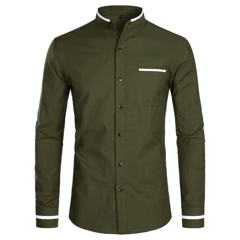 ZEROYAA Mens Hipster Mandarin Collar Slim Fit Long Sleeve Casual Button down Oxford Dress Shirt with Pocket Sublime Shirt Shirt Summer Outfits Men - Image 6