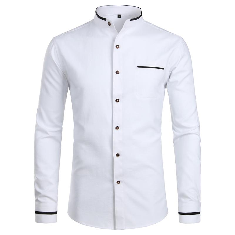 ZEROYAA Mens Hipster Mandarin Collar Slim Fit Long Sleeve Casual Button down Oxford Dress Shirt with Pocket Sublime Shirt Shirt Summer Outfits Men - Image 2