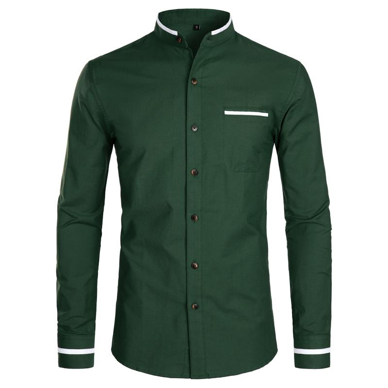 ZEROYAA Mens Hipster Mandarin Collar Slim Fit Long Sleeve Casual Button down Oxford Dress Shirt with Pocket Sublime Shirt Shirt Summer Outfits Men - Image 20