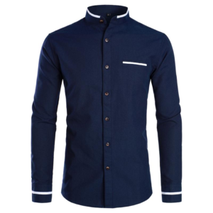 ZEROYAA Mens Hipster Mandarin Collar Slim Fit Long Sleeve Casual Button down Oxford Dress Shirt with Pocket Sublime Shirt Shirt Summer Outfits Men