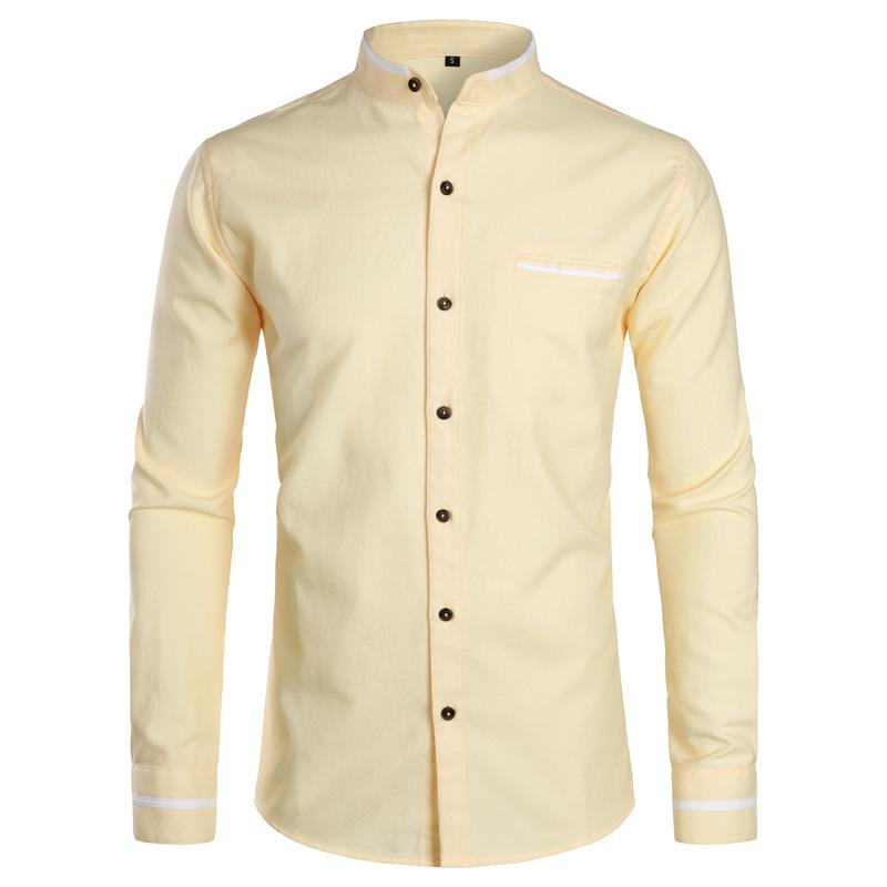 ZEROYAA Mens Hipster Mandarin Collar Slim Fit Long Sleeve Casual Button down Oxford Dress Shirt with Pocket Sublime Shirt Shirt Summer Outfits Men - Image 15