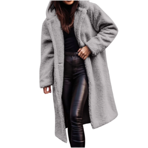 Alternative view of Winter Warm Sherpa Coats Jackets For Women Plus Size Hooded Faux Fur Solid Color Long Pea Coat Outerwear