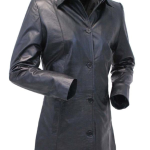 Alternative view of Extra Long Button down Premium Lambskin Leather Coat for Women #L1401398ZK